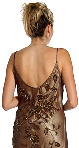 Medium Length Flared Beaded Formal Cocktail Dress — back