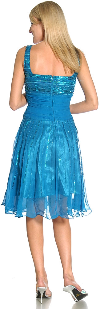 Parallel Beaded Broad Strapped Party & Prom Dress — back