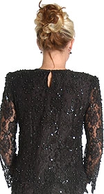 Laced and Beaded Two Piece Formal Dress — back