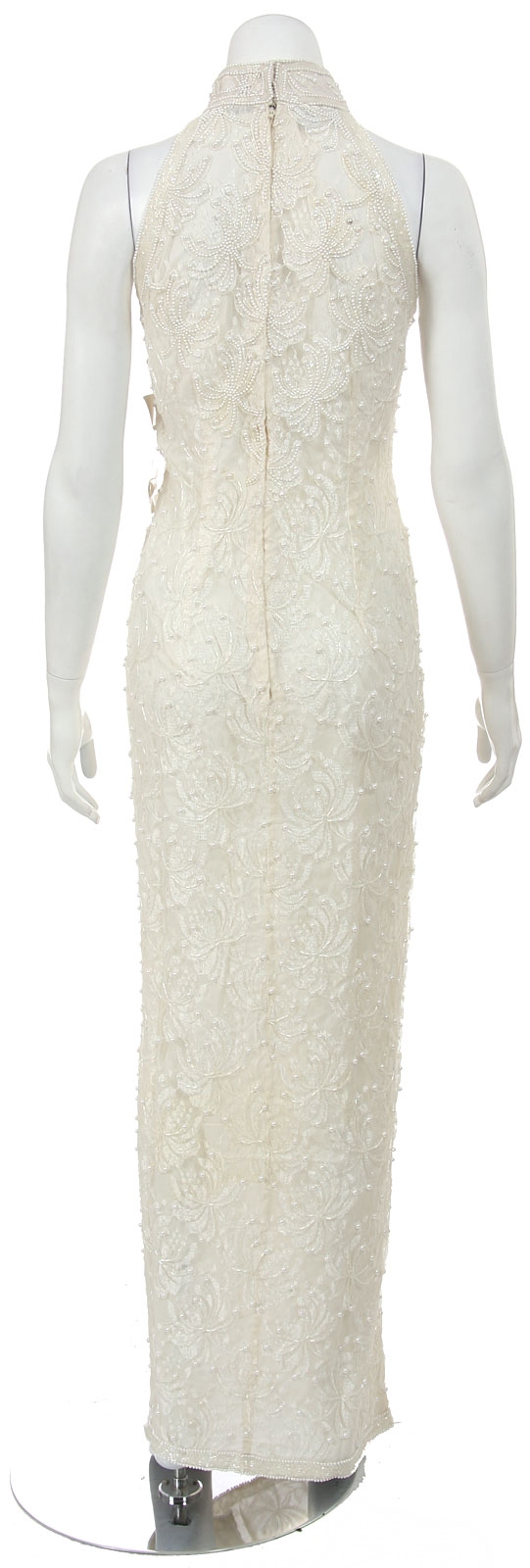 Rayon Lace Turtle Neck Formal Dress — back