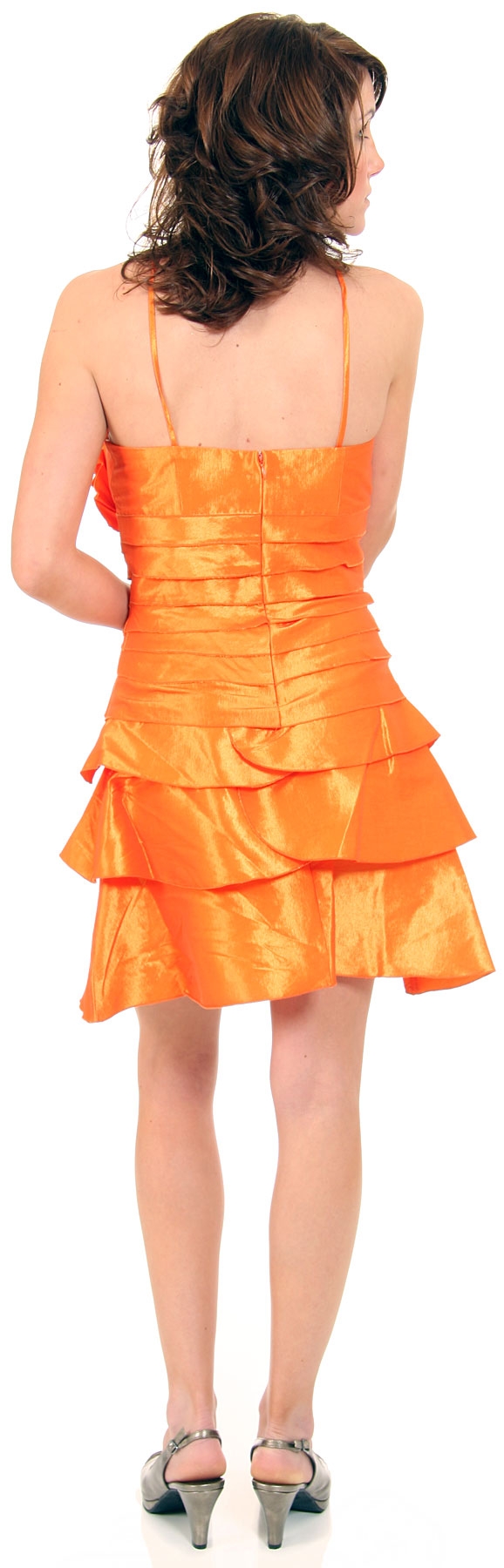 Cascading Ruffled Short Prom Dress — back