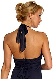 Halter Neck Rhinestones Belt Long Formal Evening Dress — back