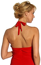 Halter Top Cocktail Dress with Silver Accent — back