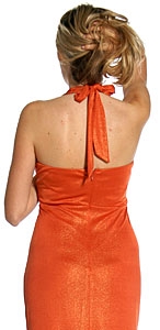 Halter Neck Formal Dress with Front Brooch — back
