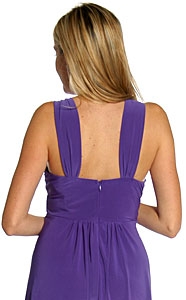 V-neck Short Party Dress with Brooch on Waistline — back