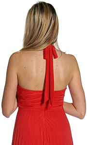Halter Neck Pleated Party Dress — back