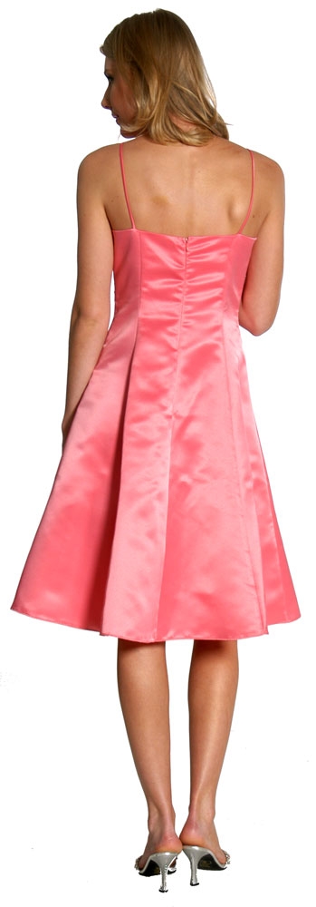A-line Knee length Party Dress with Shimmery Floral Pattern — back