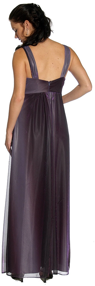 Two Toned Shimmer Empire Prom Dress — in Purple back view