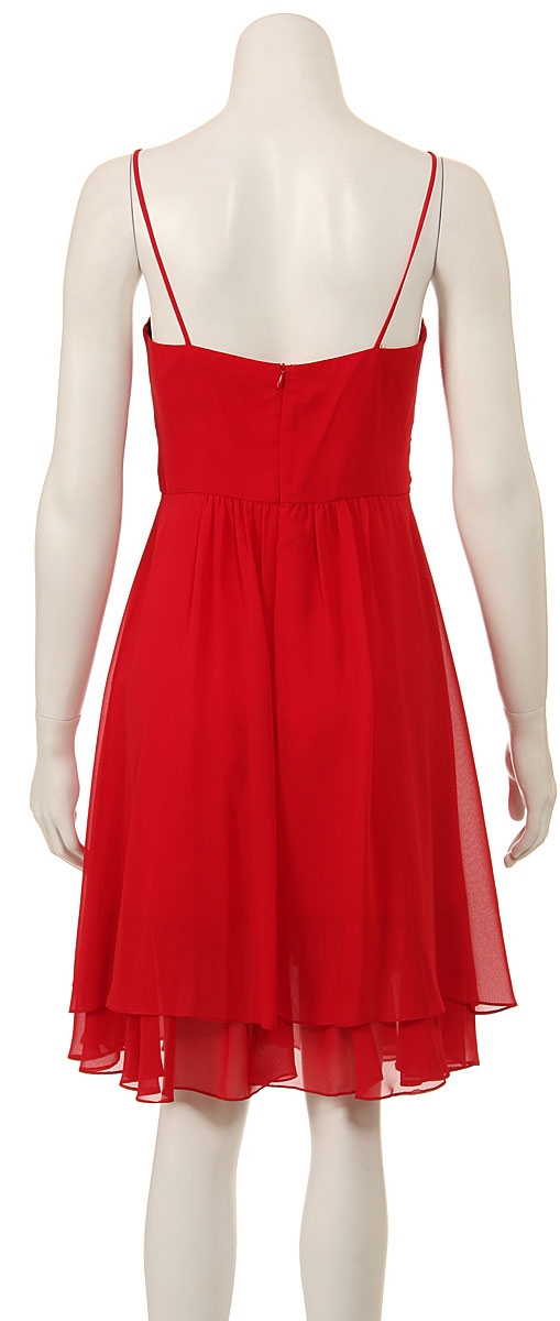Knee Length Spaghetti Dress with Flower Accent — back