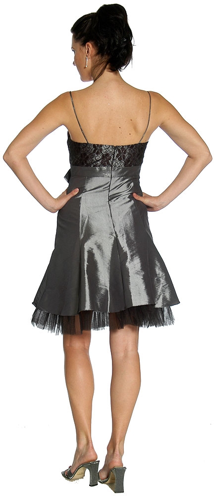 Mesh & Ribbon Prom Dress with Spaghetti Straps — back
