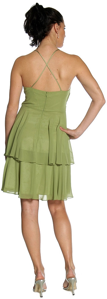 Satin Bow Bodice Prom Dress with Cascading Skirt — back