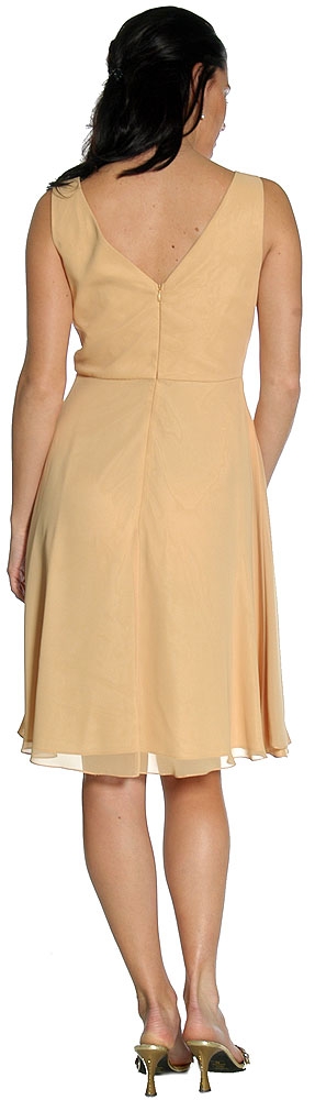 V-Neck Overlap & Tea Length Prom Dress — back