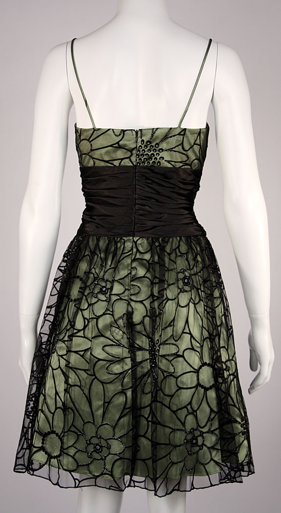 Spaghetti Strap Party Dress with Mesh Overlay — back