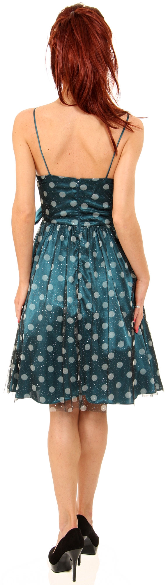 Short Fluffy Polka Dot Party Dress — back