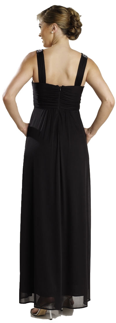 Ruched Twist Knot Bust Long Formal Evening Dress — back in Black
