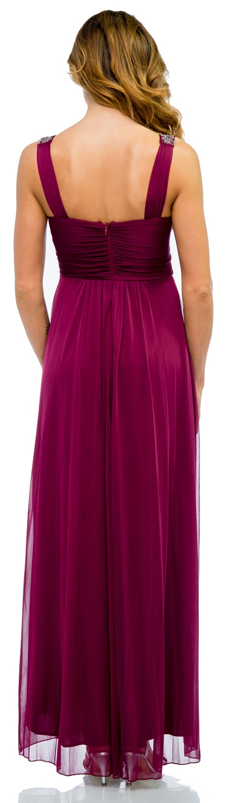 Ruched Twist Knot Bust Long Formal Evening Dress — back