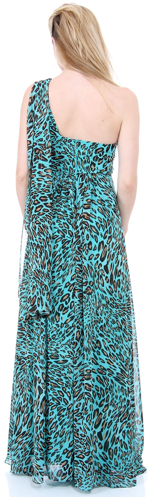 Full Length Leopard Printed Formal Dress — back