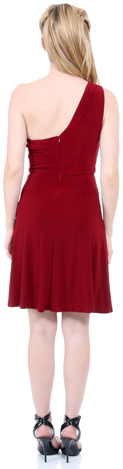 One-Shoulder Waist Pleated Formal Dress — back