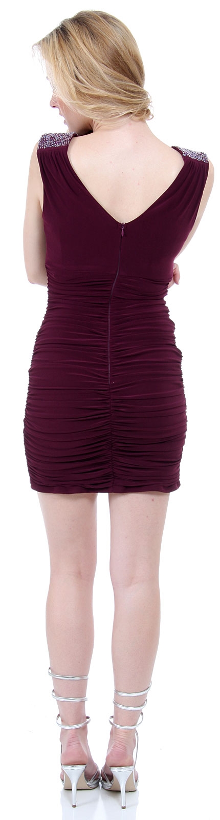 Lightly Pleated Short Elegant Cocktail Dress — back