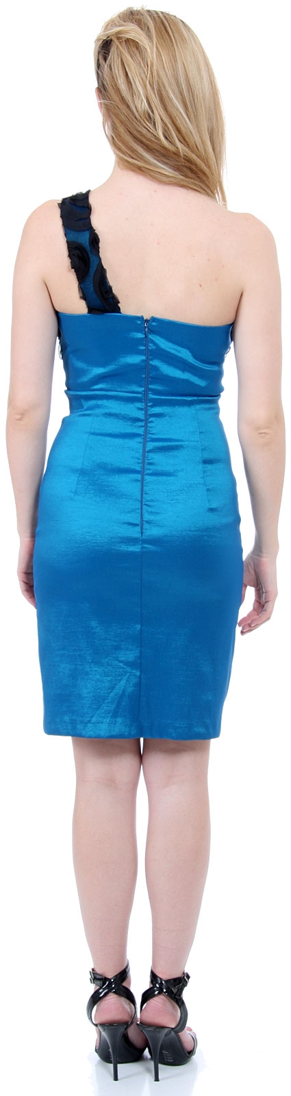 Knee Length One-Shoulder Cocktail Dress — back
