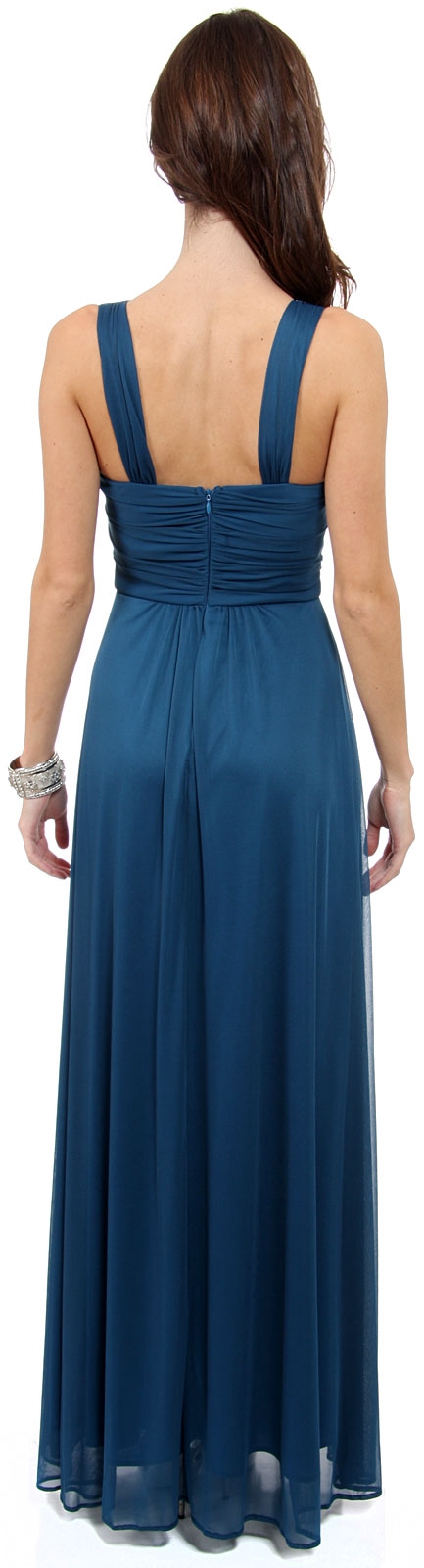 Long Formal Dress With Embellished Neckline — back