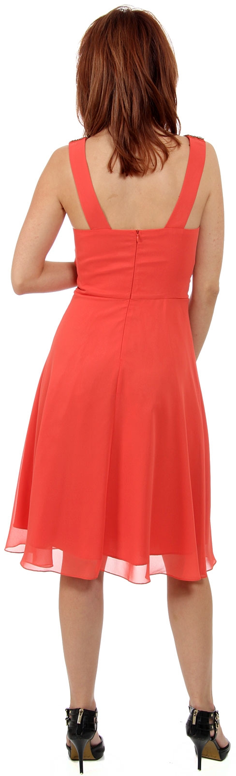 Shimmering Tea Length Formal Dress — back