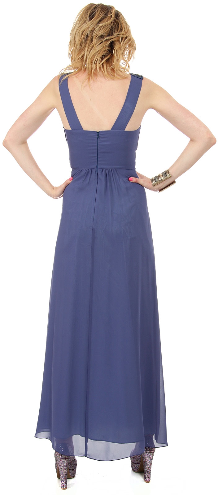 Summer Time Embelished Long Formal Dress — back