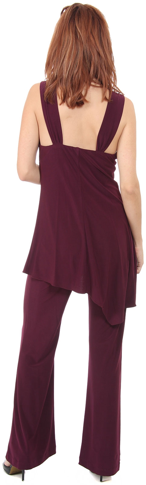 Embellished Neckline Two Piece Pant Dress — back