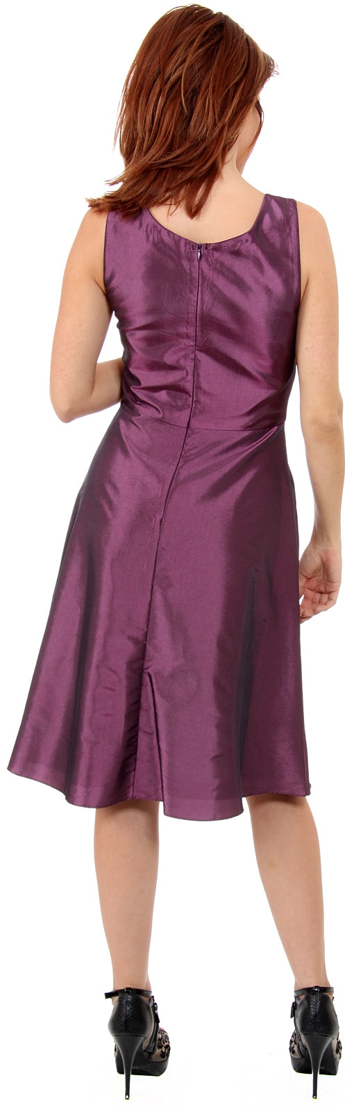 Belted Detail with Brooch Knee Length Dress — back
