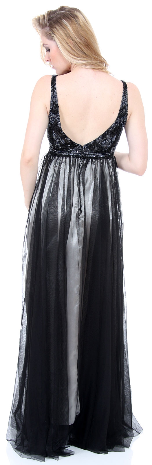 Plus Size Full Length Formal MOB Evening Gown with Jacket — back in Black/Silver