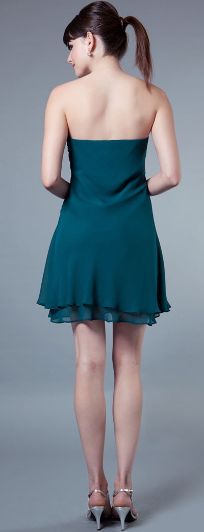 Two Tiered Party Dress with Center Brooch — back