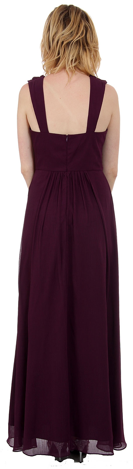 Long Formal Dress with Ruching Detail — back