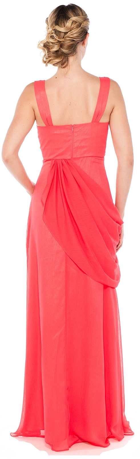 V-Neck Formal Dress with Draped Side Sash — back