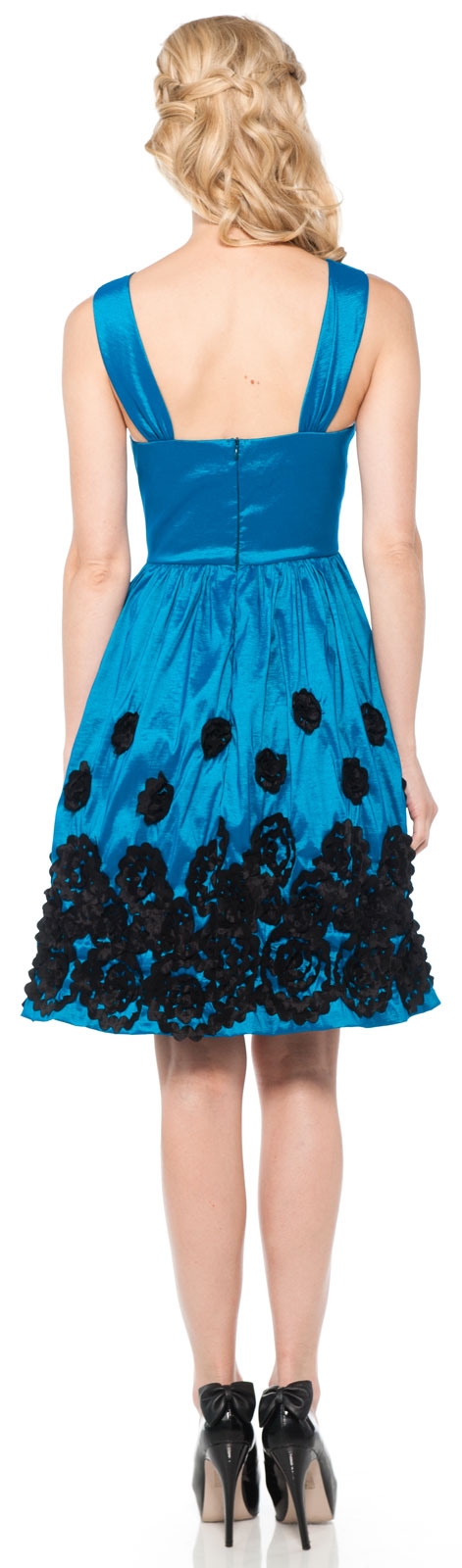 V-neck Short Dress with Floral Accent  — back