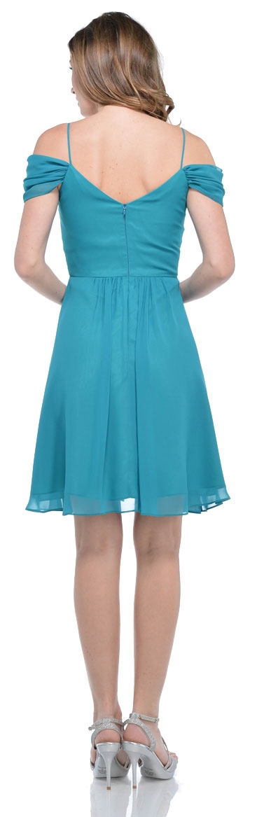 A-Line Short Party Dress with Off-Shoulder Sleeves — back
