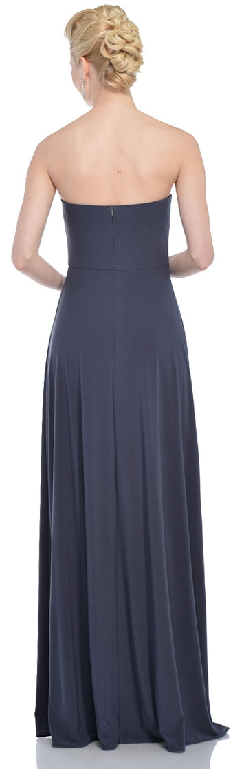 Strapless Bejeweled Waist Long Formal Dress  — back