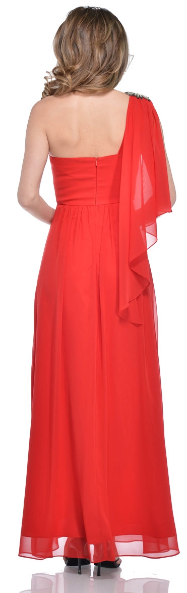One Shoulder Long Formal Dress with Sash at back — back