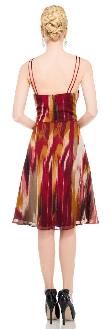 Short Halter Neck Party Dress in Multi Tone Print — back