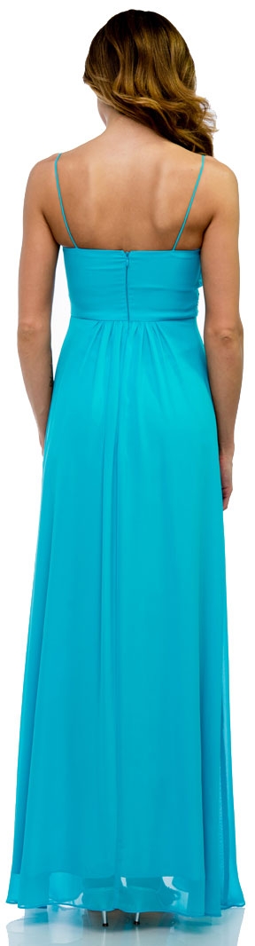 Empire Cut Long Formal Dress with Bejeweled Waist — back