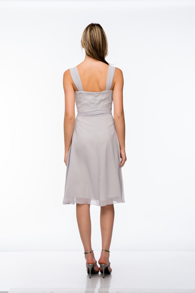 Cowl Neck Knee Length Bridesmaid Party Dress  — back