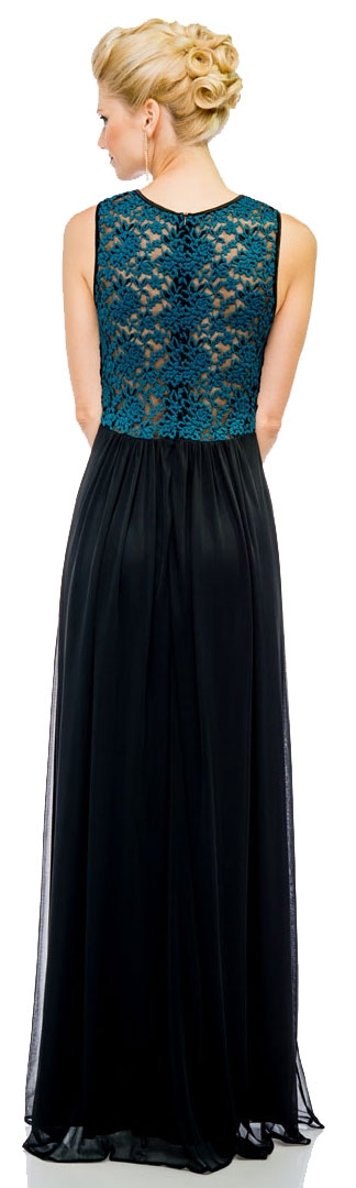 See-Thru Lace Back Long Formal Dress with Twist Knot — back