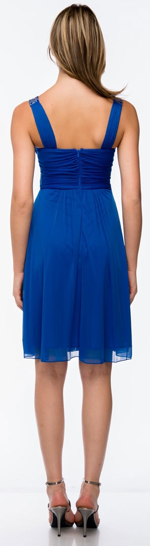 Semi Sheer Top Chiffon Short Party Bridesmaid Dress — back