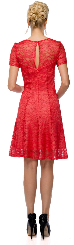 Short Sleeves Metallic Lace Short Formal Party Dress — back