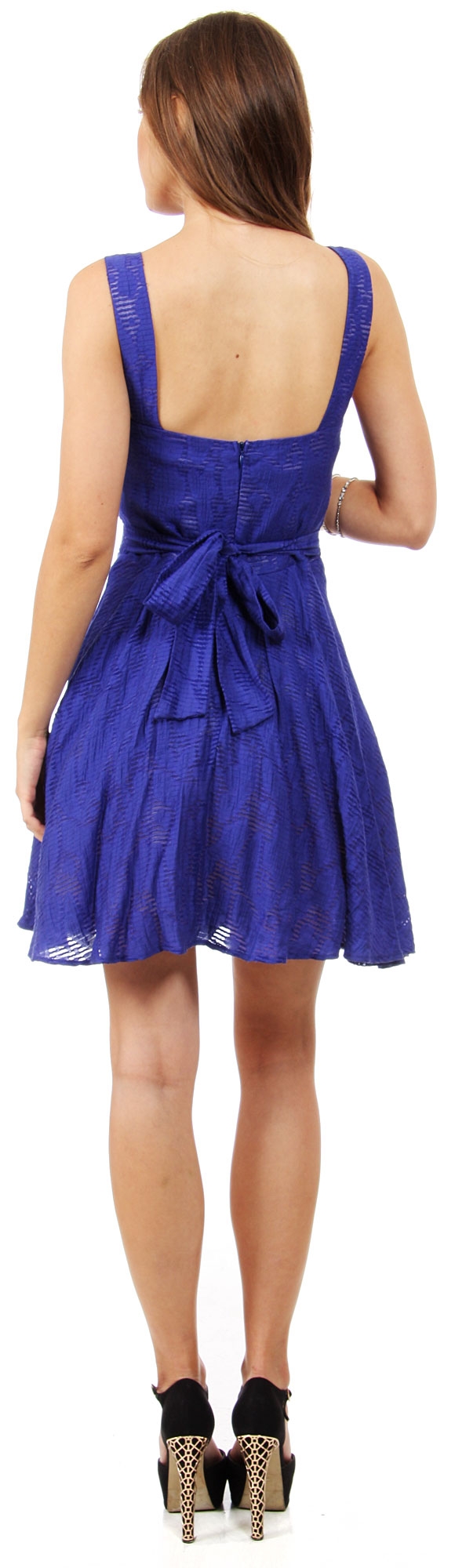 Broad Straps Fit & Flare Short Bridesmaid Party Dress — back in Royal Blue