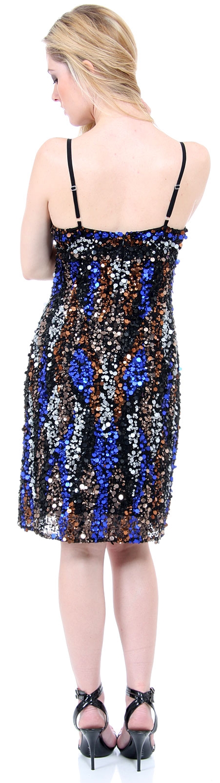 Fully Sequined Spaghetti Strap Party Dress — back
