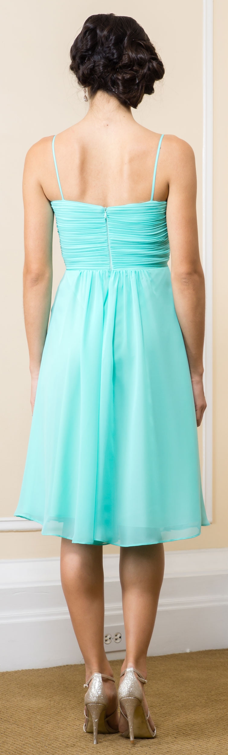 Sweetheart Neck Calf Length Bridesmaid Party Dress — back
