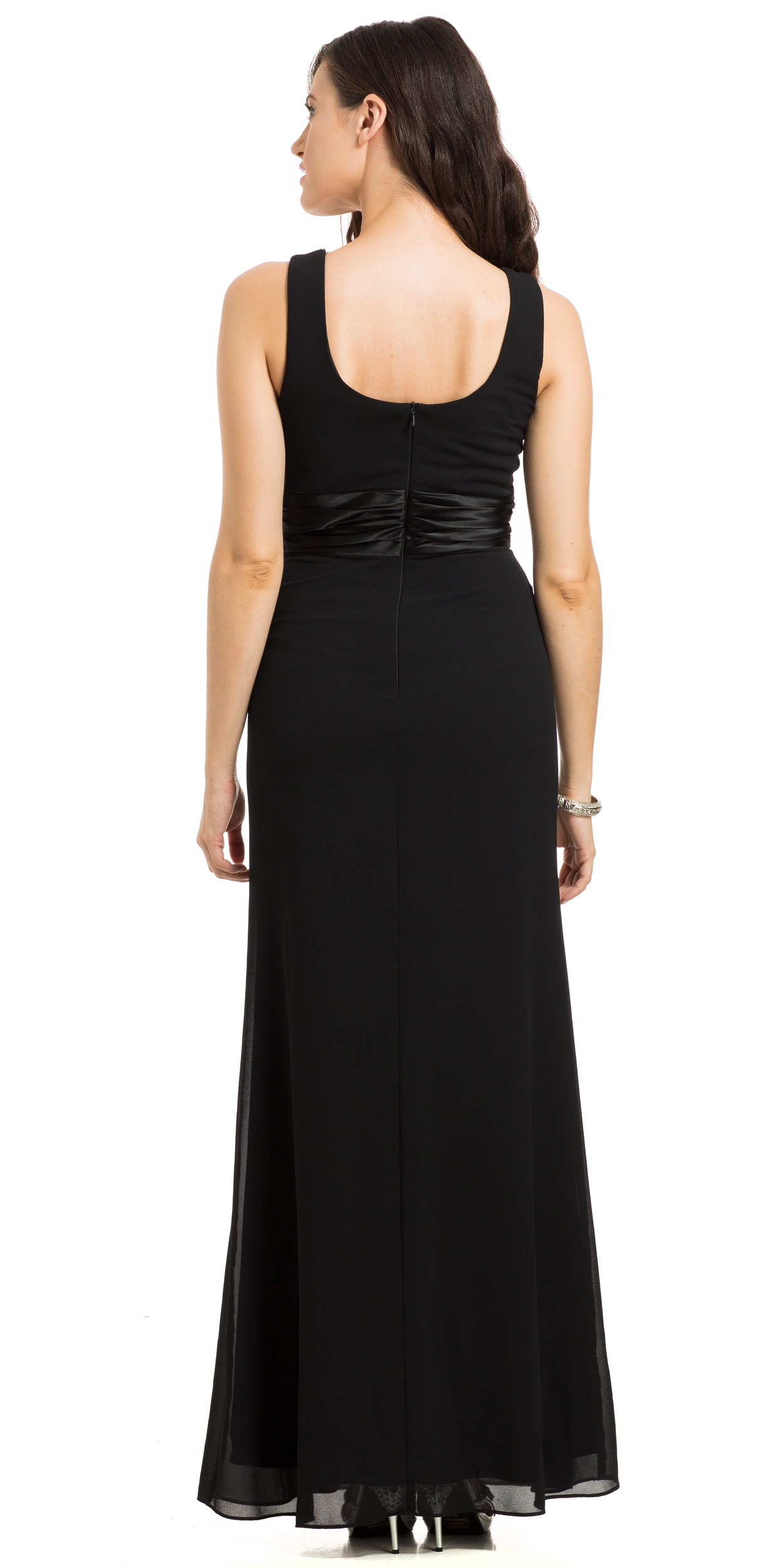 Rhinestones U-Neck Sleeveless Formal Evening Gown. — back