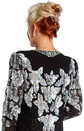Multi Floral Handbeaded Formal Evening Dress — back
