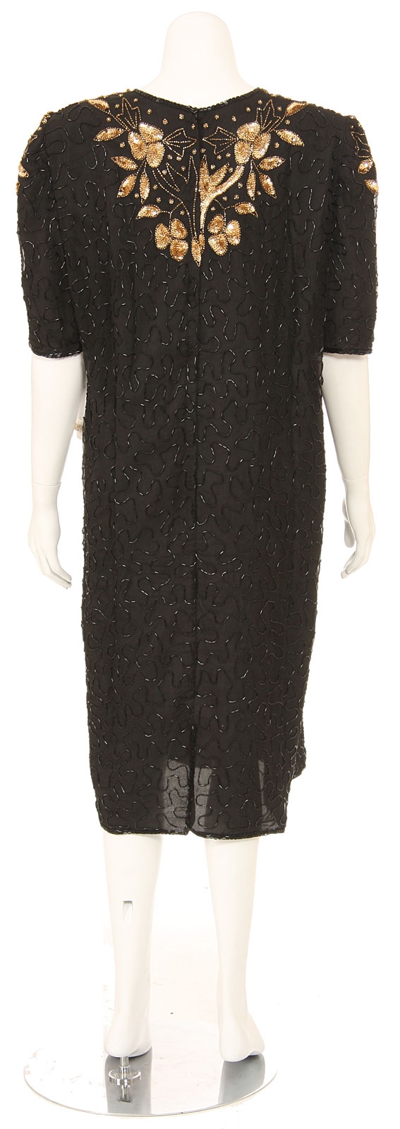 Sequined V-Neck Knee Length Half Sleeves Cocktail Dress — back