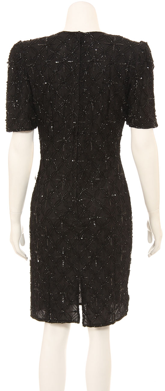 Flower Designed Fully Sequined Cocktail Dress — back